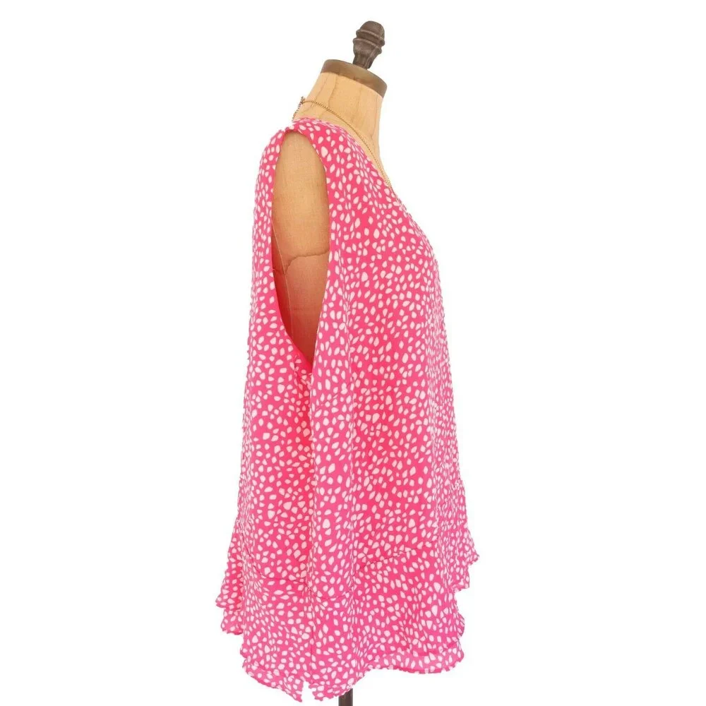 Gibson Living In Yellow Willow Top Plus Size 3X Tiered Peplum Pink White NEW B62